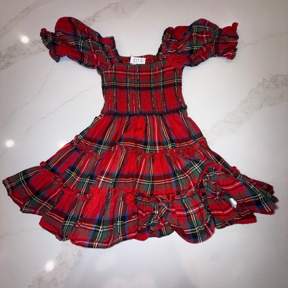 Ivy City Co. Other - Ivy City Co Toddler Girls Red Plaid Smocked Tiered Puff Sleeve Dress 2T Holiday